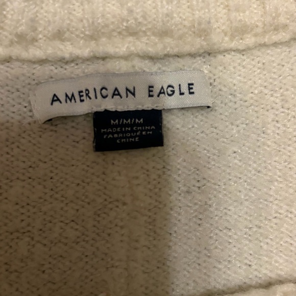 American Eagle Outfitters Cream & Navy Striped Crew Sweater - Picture 2 of 3